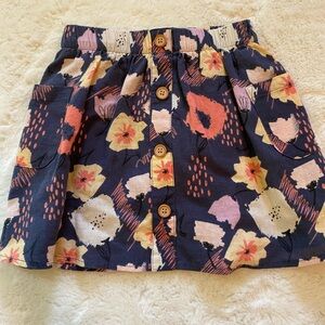 Art Class Navy Floral Mini Skirt